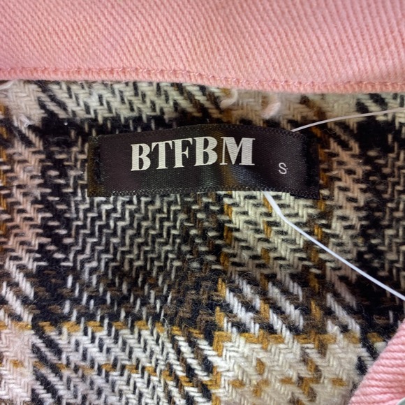 BTFBM Women‎ Long Sleeve Shirts Button Down Plaid Casual Flannel Shirt Size S - Picture 4 of 10